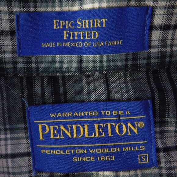 Vintage 1990s Pendleton Mens Wool Shadow Tartan Plaid Pearl Snap Shirt Sz Small - Picture 4 of 7